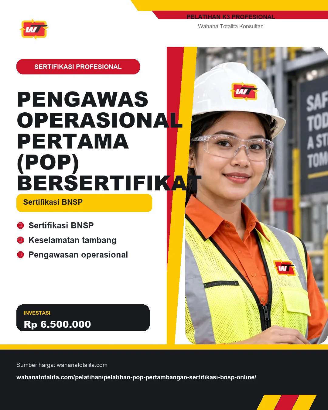 Pengawas Operasional Pertama (POP) Bersertifikat Sertifikasi BNSP dengan informasi Sertifikasi BNSP, Keselamatan tambang, Pengawasan operasional