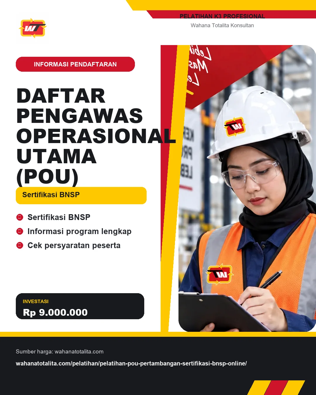 Daftar Pengawas Operasional Utama (POU) Sertifikasi BNSP dengan informasi Sertifikasi BNSP, Informasi program lengkap, Cek persyaratan peserta