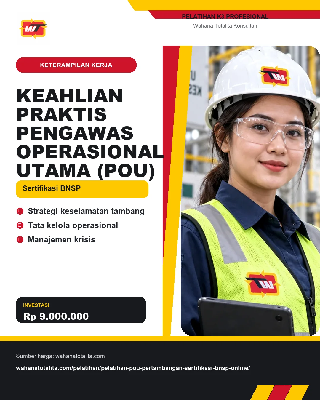 Keahlian Praktis Pengawas Operasional Utama (POU) Sertifikasi BNSP dengan informasi Strategi keselamatan tambang, Tata kelola operasional, Manajemen krisis