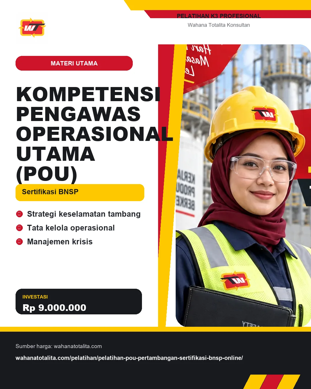 Kompetensi Pengawas Operasional Utama (POU) Sertifikasi BNSP dengan informasi Strategi keselamatan tambang, Tata kelola operasional, Manajemen krisis