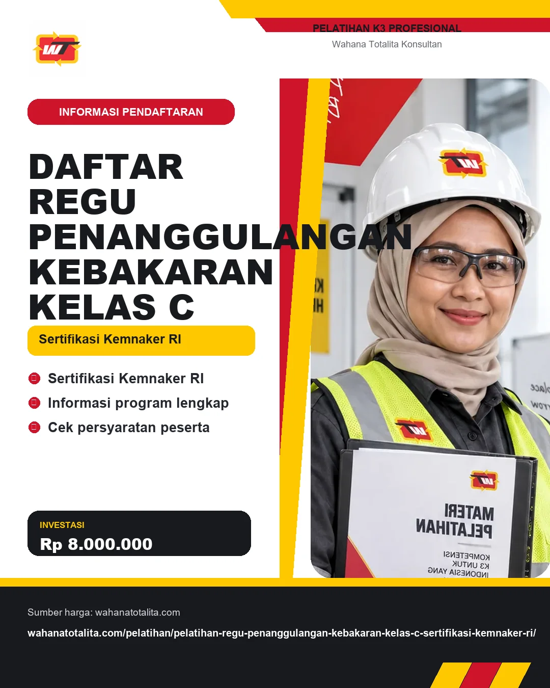 Daftar Regu Penanggulangan Kebakaran Kelas C Sertifikasi Kemnaker RI dengan informasi Sertifikasi Kemnaker RI, Informasi program lengkap, Cek persyaratan peserta