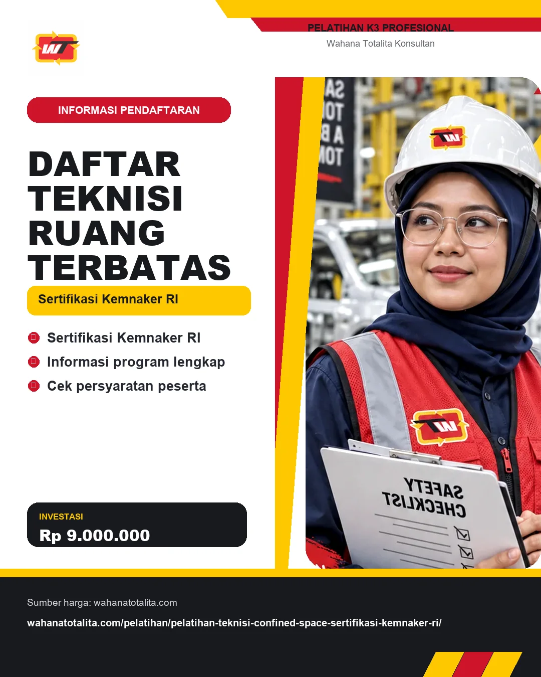 Daftar Teknisi Ruang Terbatas Sertifikasi Kemnaker RI dengan informasi Sertifikasi Kemnaker RI, Informasi program lengkap, Cek persyaratan peserta