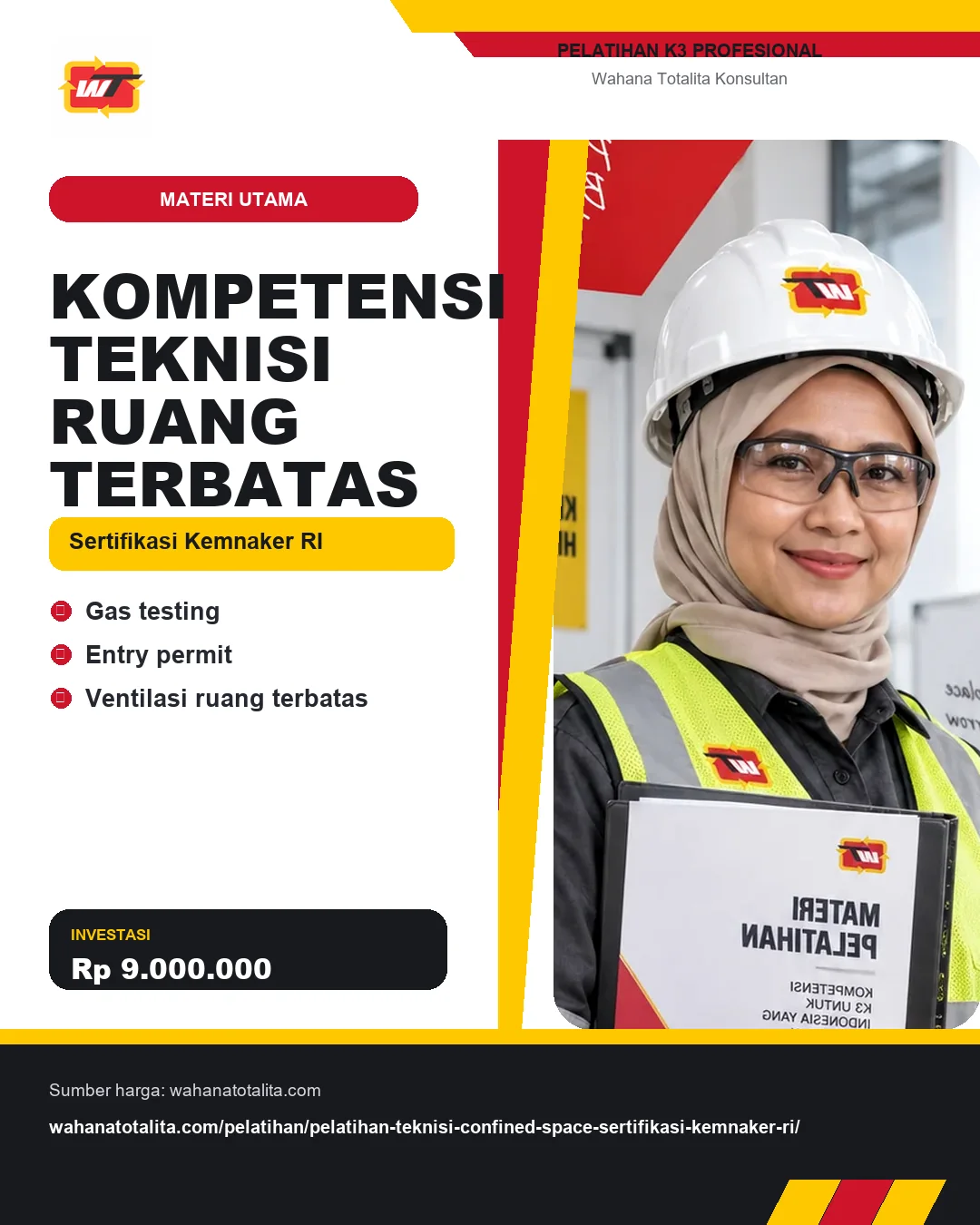 Kompetensi Teknisi Ruang Terbatas Sertifikasi Kemnaker RI dengan informasi Gas testing, Entry permit, Ventilasi ruang terbatas