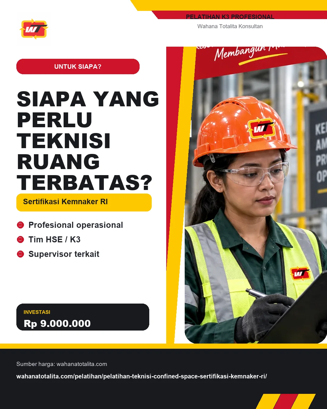 Siapa yang Perlu Teknisi Ruang Terbatas? Sertifikasi Kemnaker RI dengan informasi Profesional operasional, Tim HSE / K3, Supervisor terkait