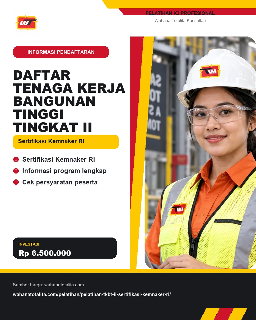 Daftar Tenaga Kerja Bangunan Tinggi Tingkat II Sertifikasi Kemnaker RI dengan informasi Sertifikasi Kemnaker RI, Informasi program lengkap, Cek persyaratan peserta
